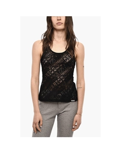 Прозрачная майка-топ с монограммой по всей поверхности, Black Dsquared2