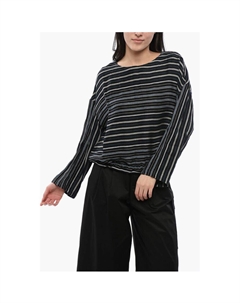 Блуза из смеси льна VARSITY в сбалансированную полоску, Black Woolrich