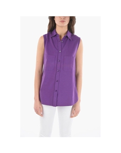 Хлопковая рубашка макси без рукавов с двойными нагрудными карманами, Purple Woolrich