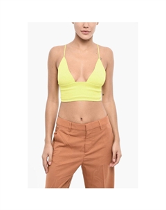 Укороченный топ с глубоким вырезом и отделкой в рубчик, Green Dsquared2