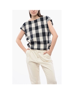 Блузка без рукавов из хлопка в клетку с завязками по низу, Bicolor Woolrich