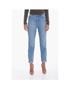 Джинсы Mom Fit из хлопка с манжетами 16 см, Light Blue Ermanno scervino