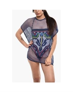 Однотонное ажурное пляжное платье-накидка, Blue Dsquared2