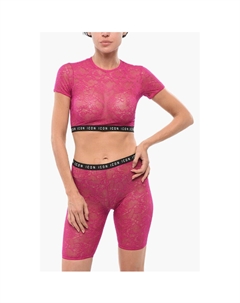 Кружевной укороченный топ с логотипом на резинке, Multicolor Dsquared2