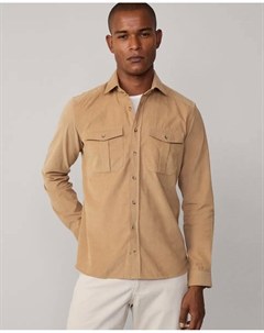 Мужская однотонная вельветовая рубашка строгого кроя, бежевый Hackett