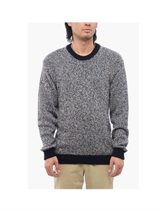 Меланжевый хлопковый джемпер с круглым вырезом, Blue Woolrich