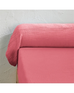 Наволочка на подушку-валик однотонная из газовой хб ткани Kumla розовый Laredoute