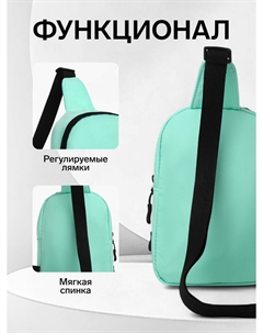 Сумка-слинг на молнии, наружный карман, цвет мятный Textura