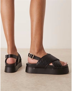 Сандалии Flame с перекрестными ремешками на стельке черного цвета Asos design