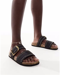 Сандалии Fallon с заклепками на стельке черного цвета Asos design