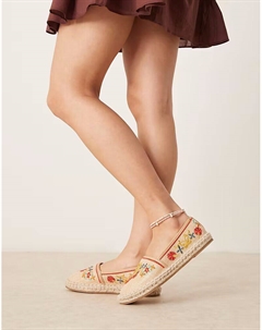 Эспадрильи с закрытым носком и вышивкой Jos натурального цвета Asos design