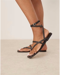 Сандалии из кожи с ремешками Fiction черного цвета Asos design