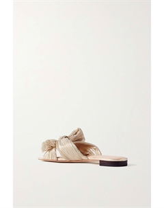 Шлепанцы Daphne из плиссе и ламе с бантом, золото Loeffler randall