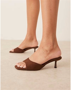 Модные мюли на каблуке-рюмочке из замши шоколадного цвета Asos design