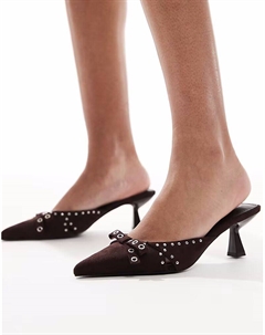 Туфли-мюли Tinsley на каблуке-кошечке с бантом шоколадного цвета Raid