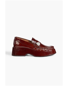 Лакированные лоферы с кристаллами, коричневый Ganni