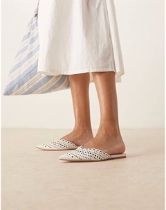 Мюли Labyrinth с острым носком и вырезом белого цвета Asos design