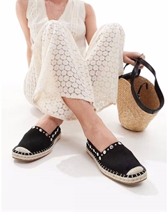 Эспадрильи с заклепками и закрытым носком Jeanie черного цвета Asos design