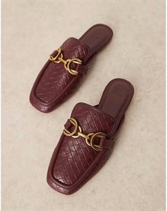 Мюли-лоферы Mosaic на плоской подошве из бордового плетения Asos design