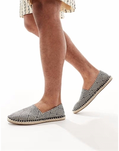 Эспадрильи из черно-белой ткани без застежек Asos design