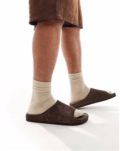 Сандалии-слайдеры из коричневой ворсистой замши Asos design