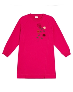 Платье из хлопкового флиса с цветочной аппликацией, красный Il gufo