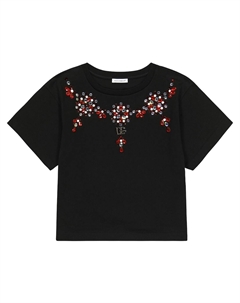Хлопковая футболка с кристаллами Dolce&Gabbana, черный Dolce&gabbana