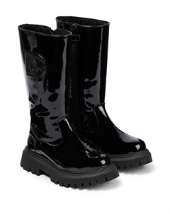 Сапоги из лакированной кожи с логотипом Dolce&Gabbana, черный Dolce&gabbana