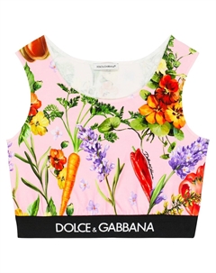 Укороченный топ из смесового хлопка с принтом Dolce&Gabbana, мультиколор Dolce&gabbana