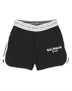 Шорты из хлопкового джерси с логотипом, черный Balmain