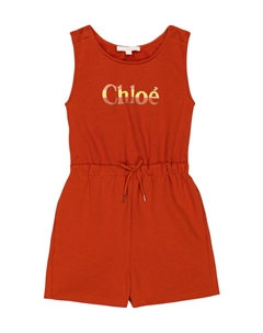 Хлопковый комбинезон с логотипом, оранжевый Chloe