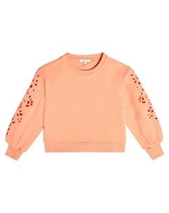 Толстовка из хлопка в технике бродери англез, оранжевый Chloe