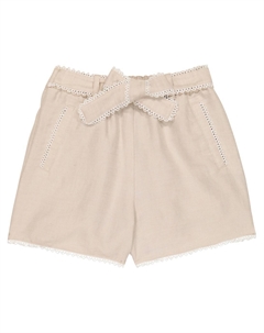 Шорты из льна и хлопка с вышивкой, бежевый Chloe