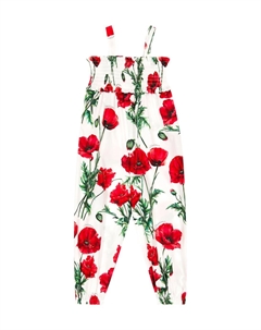 Хлопковый комбинезон с цветочным принтом Dolce&Gabbana, белый Dolce&gabbana