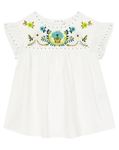 Хлопковый топ с вышивкой Althea, белый Bonpoint