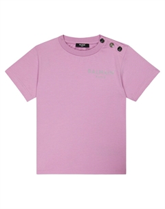 Хлопковая футболка с логотипом, фиолетовый Balmain