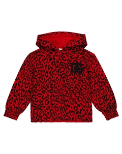 Худи из хлопкового джерси с леопардовым принтом Dolce&Gabbana, красный Dolce&gabbana