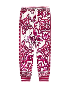 Хлопковые спортивные брюки с принтом майолика Dolce&Gabbana, розовый Dolce&gabbana