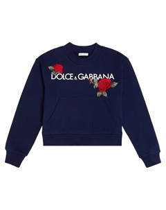 Толстовка из хлопкового джерси с логотипом Dolce&Gabbana, синий Dolce&gabbana