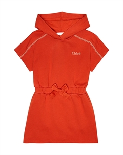 Хлопковое мини-платье с капюшоном, оранжевый Chloe