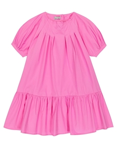 Хлопково-сатиновое мини-платье с воланами, розовый Il gufo