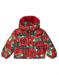 Пуховик в клетку тартан Dolce&Gabbana, красный Dolce&gabbana