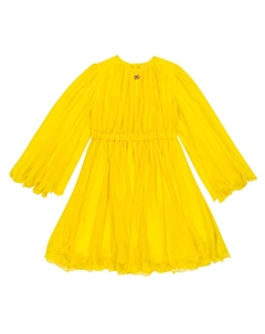 Платье из шелкового тюля с оборками Dolce&Gabbana, желтый Dolce&gabbana