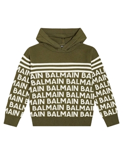Худи интарсия из смесовой шерсти с логотипом, разноцветный Balmain