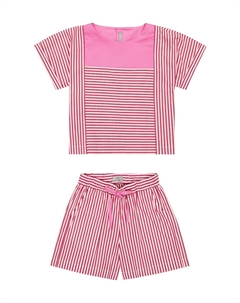 Полосатая поплиновая блуза и шорты, разноцветный Il gufo