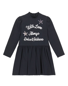 Платье из смесового хлопкового джерси с принтом Dolce&Gabbana, синий Dolce&gabbana