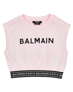 Хлопковый жилет с логотипом, розовый Balmain