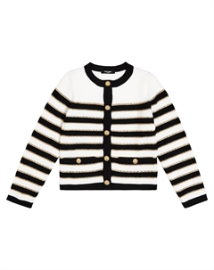 Кардиган из смесовой шерсти в полоску, разноцветный Balmain