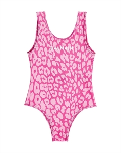Купальник с леопардовым принтом, розовый Balmain