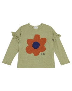 Футболка с оборками Big Flower, зеленый Bobo choses